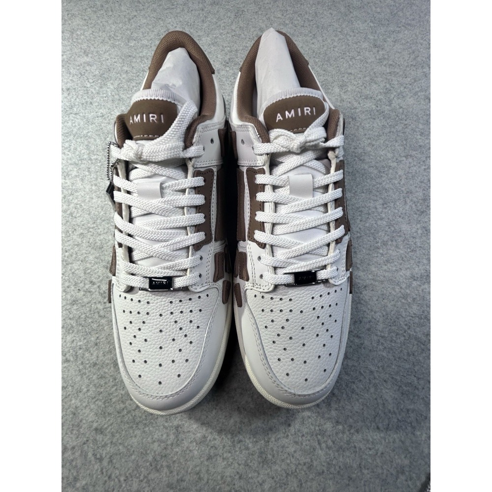 AMIRI Men's Skel Top Low White Brown White Sneakers Size 10 Men's Authentic New